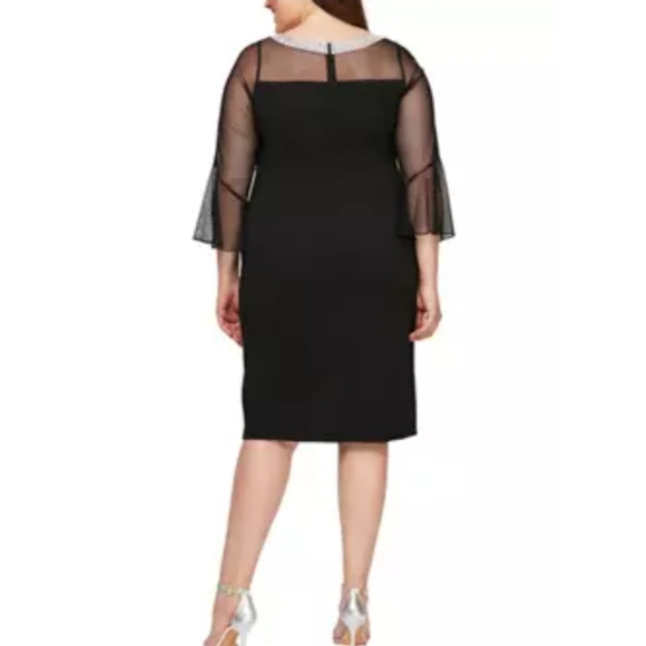 Alex Evenings Women's Plus Size Shift Dress with Embellished Illusion Dress - Picture 2 of 6